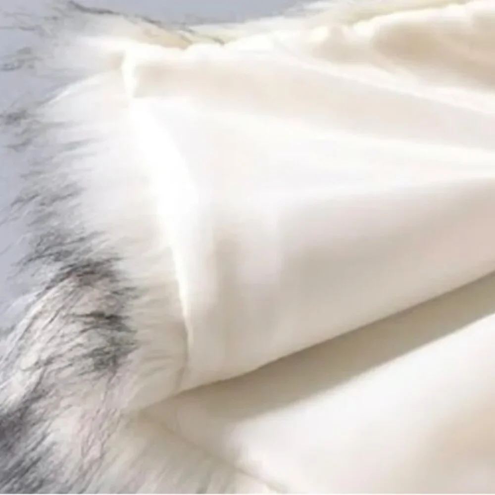 Nordstrom Faux Fur Vest White Black Longline Women's Luxurious Pockets Jacket S - Picture 8 of 11